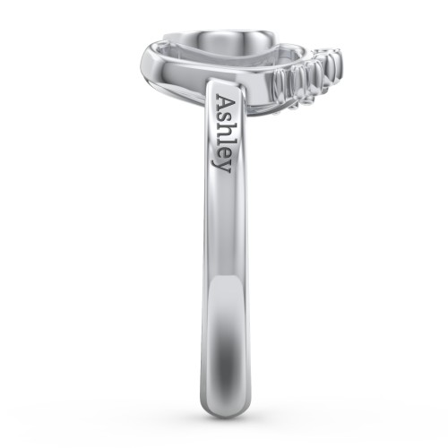 Baby Footprint and Heart Ring with Gemstones