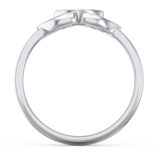 Baby Footprint and Heart Ring with Gemstones – Sterling Silver with Blue Topaz and Amethyst