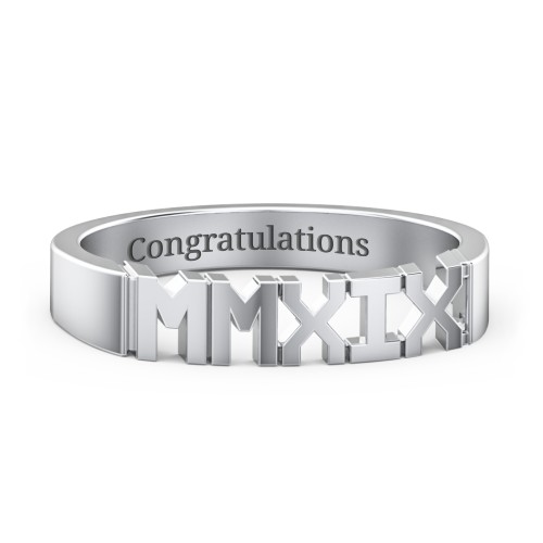 Roman Numeral Graduation Ring – Sterling Silver