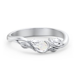 Solitaire Leaf Band Ring