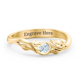 Solitaire Leaf Band Ring