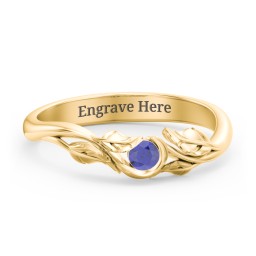 Solitaire Leaf Band Ring