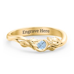 Solitaire Leaf Band Ring