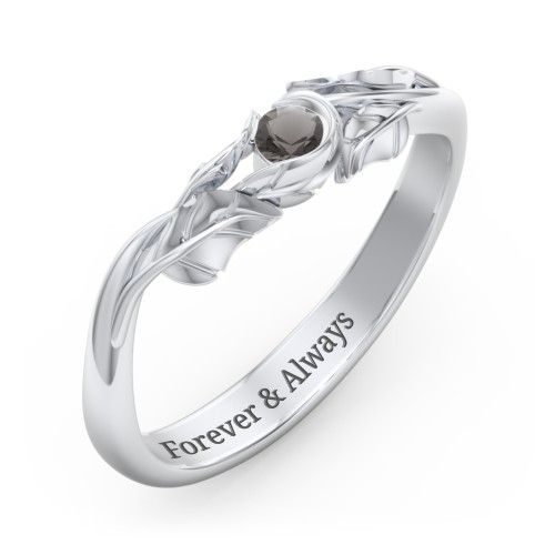Solitaire Leaf Band Ring