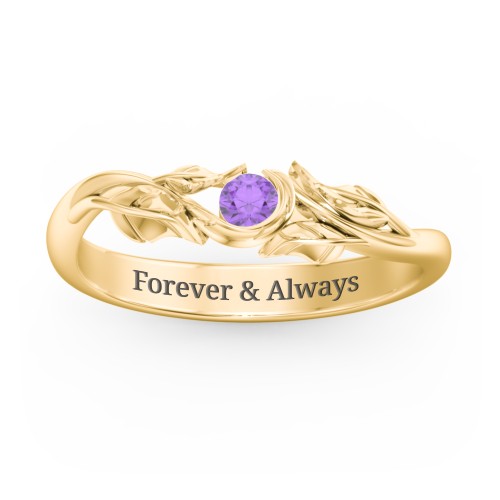 Solitaire Leaf Band Ring