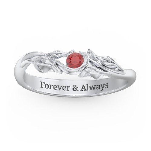 Solitaire Leaf Band Ring
