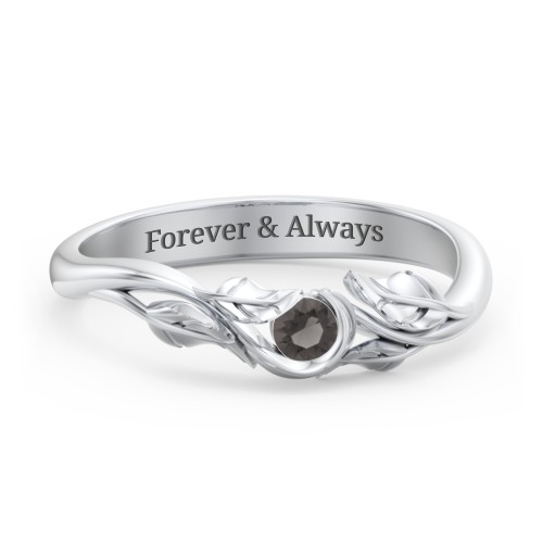 Solitaire Leaf Band Ring
