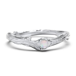 Organic Twig Textured Band with Gemstone