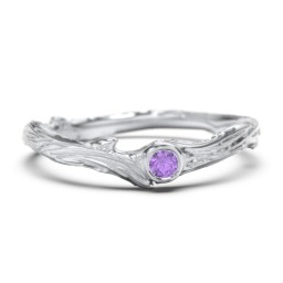 Organic Twig Textured Band with Gemstone