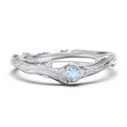 Organic Twig Textured Band with Gemstone