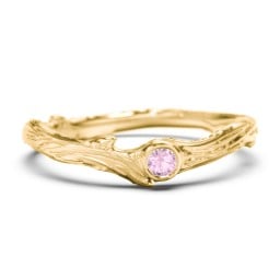 Organic Twig Textured Band with Gemstone