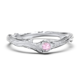 Organic Twig Textured Band with Gemstone