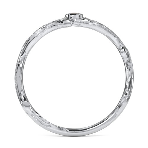 Organic Twig Textured Band with Gemstone – Sterling Silver with Smokey Quartz