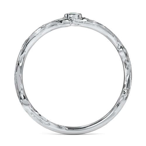 Organic Twig Textured Band with Gemstone – Sterling Silver with Opal