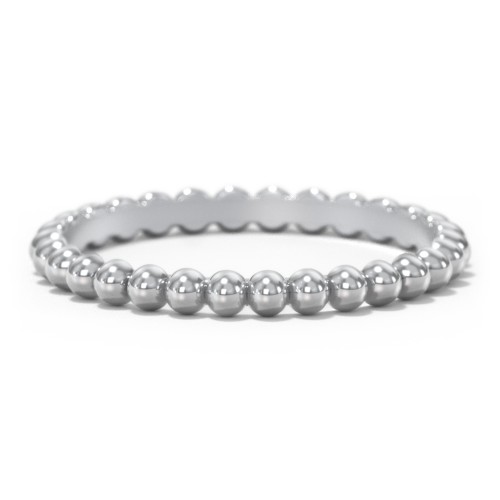 Stackable Beaded Ball Ring – Sterling Silver