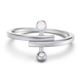 Bypass Barbell Ring with Gemstone in 925 Sterling Silver with Opal