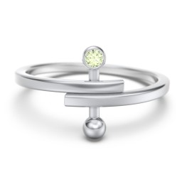 Bypass Barbell Ring with Gemstone in 925 Sterling Silver with Peridot