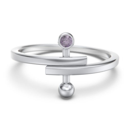 Bypass Barbell Ring with Gemstone – Sterling Silver with Alexandrite