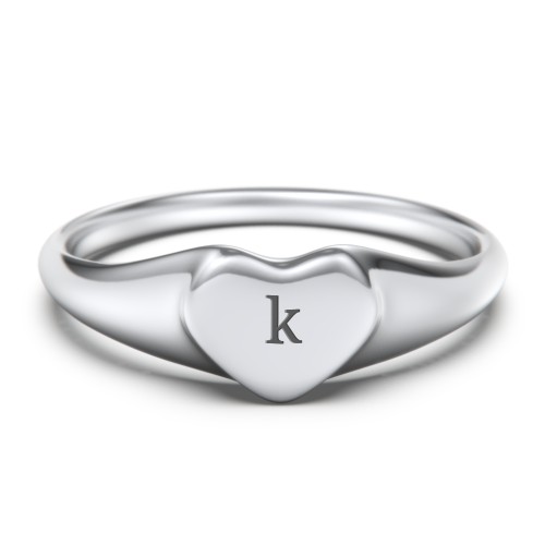 Engravable Heart Signet Ring – Sterling Silver