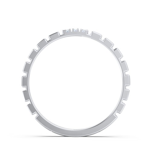Geometric Cube Stackable Ring with Accents – Sterling Silver with White Premium Zirconia