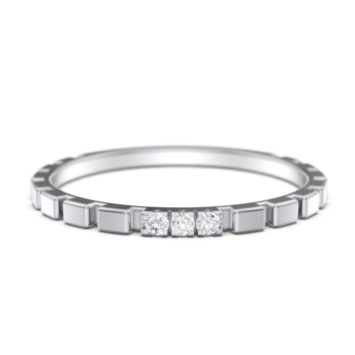 Geometric Cube Stackable Ring with Accents – Sterling Silver with White Premium Zirconia