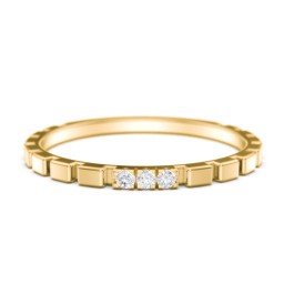 Geometric Cube Stackable Ring with Accents in 9K Solid Yellow Gold with White Premium Zirconia