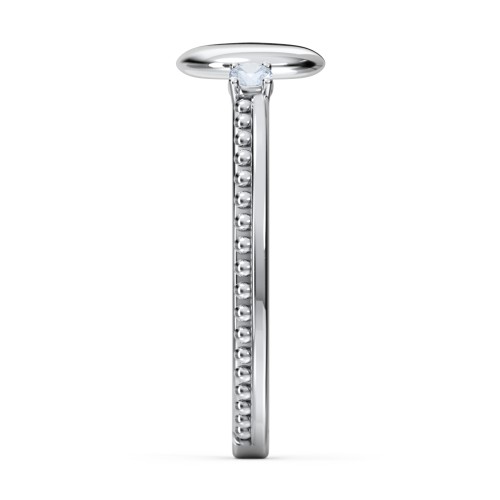 Engravable Disc Ring with Gemstone and Beaded Band