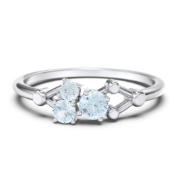3-Stone Constellation Ring with Gemstones in 925 Sterling Silver with Aquamarine