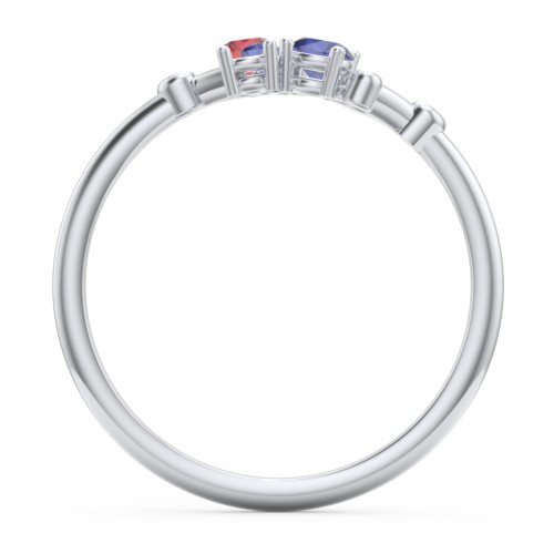 3-Stone Constellation Ring with Gemstones – Sterling Silver with Blue Sapphire and Garnet
