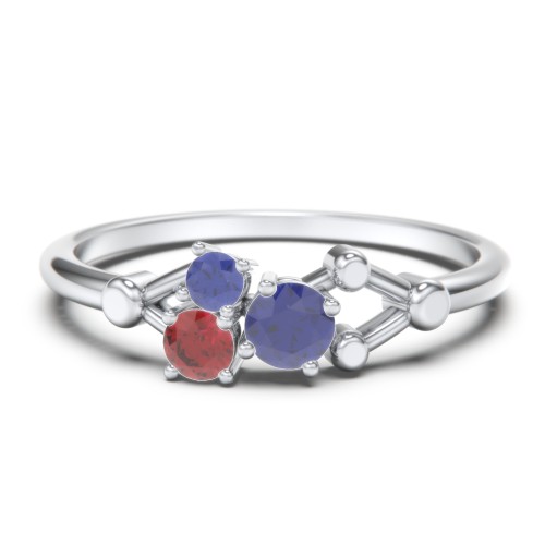 3-Stone Constellation Ring with Gemstones – Sterling Silver with Blue Sapphire and Garnet