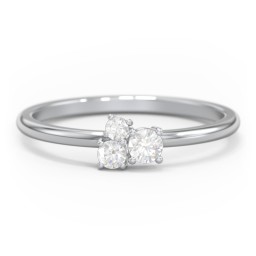 3-Stone Cluster Stackable Ring in 925 Sterling Silver with Diamond