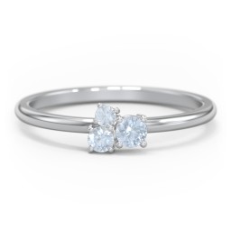 3-Stone Cluster Stackable Ring in 925 Sterling Silver with Aquamarine