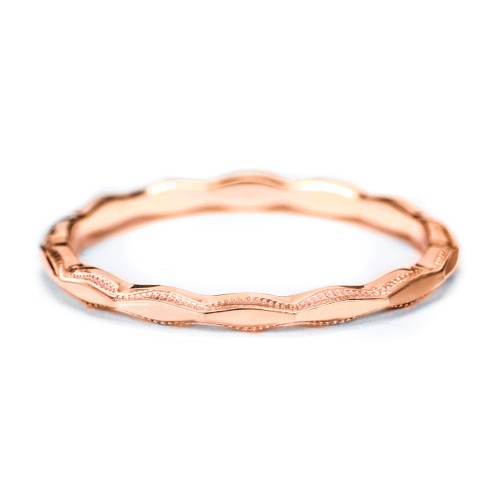 Faceted Wave Band with Milgrain Detailing