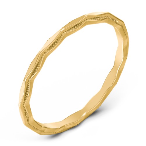 Faceted Wave Band with Milgrain Detailing – 18K Gold Plated Silver