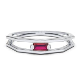 Faceted Double Band with Baguette Stone