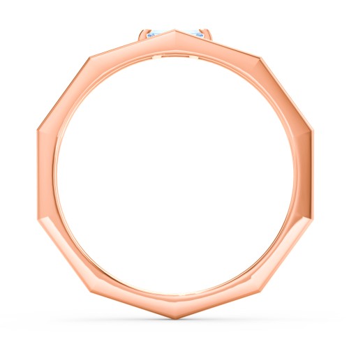 Faceted Double Band with Baguette Stone – 9kt Rose Gold with Blue Topaz