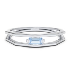 Faceted Double Band with Baguette Stone – Sterling Silver with Pink Tourmaline