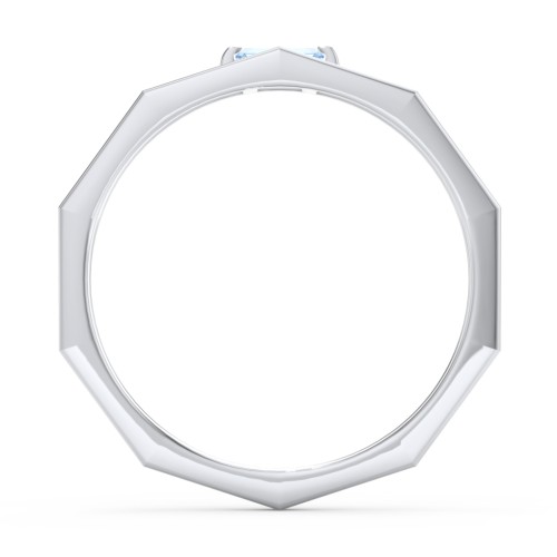 Faceted Double Band with Baguette Stone – Sterling Silver with Blue Topaz