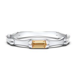 East-West Stackable Baguette Ring with Hinged Texture in 925 Sterling Silver with Citrine