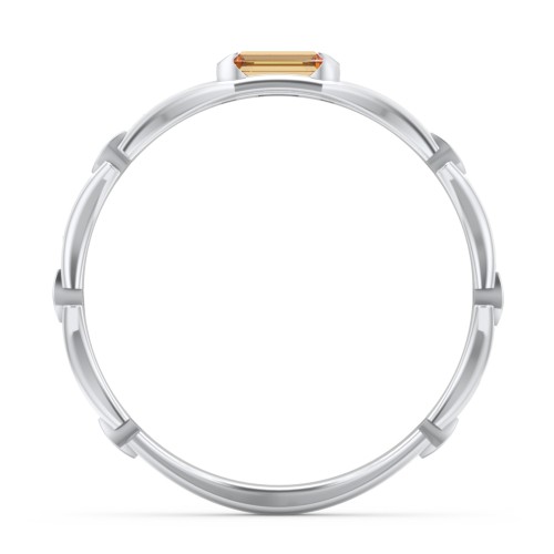 East-West Stackable Baguette Ring with Hinged Texture – Sterling Silver with Citrine