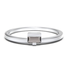 Off-Set Baguette Stackable Ring in 925 Sterling Silver with Smokey Quartz