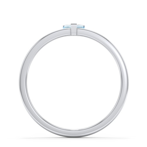 Off-Set Baguette Stackable Ring – Sterling Silver with Blue Topaz
