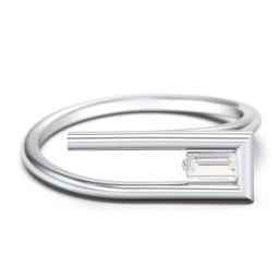 Geometric Wire Ring with East-West Baguette Gemstone