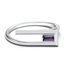 Geometric Wire Ring with East-West Baguette Gemstone