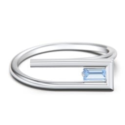 Geometric Wire Ring with East-West Baguette Gemstone