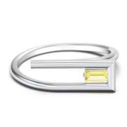 Geometric Wire Ring with East-West Baguette Gemstone in 925 Sterling Silver with Citrine