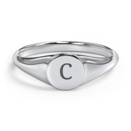 Engravable Round Signet Ring in 925 Sterling Silver