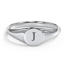 Engravable Round Signet Ring in 925 Sterling Silver