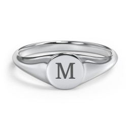 Engravable Round Signet Ring in 925 Sterling Silver