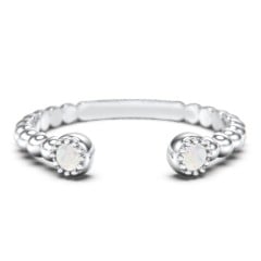 Beaded Ball Open Cuff Ring with Gemstones